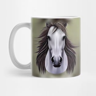 Horse's head, white with a dark flowing mane Mug